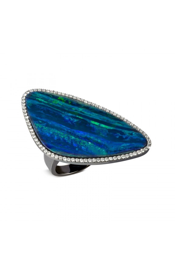 Boulder opal and diamonds ring  - Valadier shop online