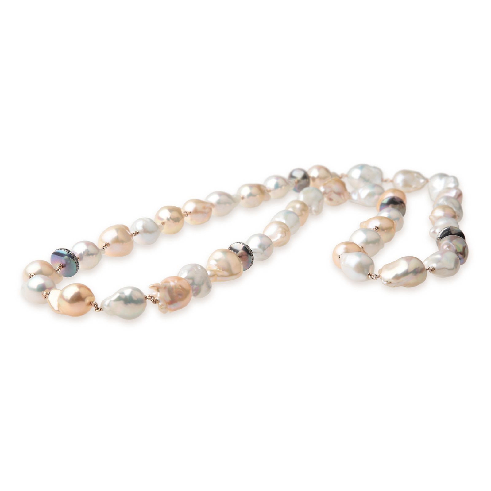 Collana perle titanio e diamanti  - Valadier shop online