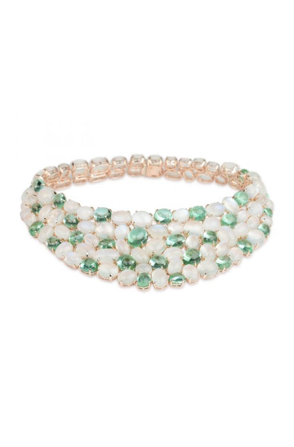 Moonstones and tourmalines necklace  - Valadier shop online