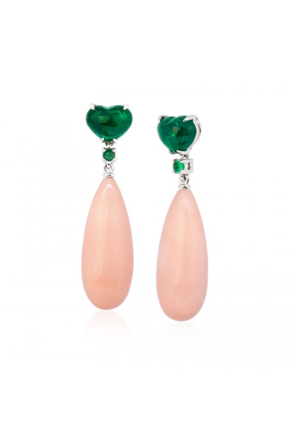 Coral and emeralds earrings  - Valadier shop online