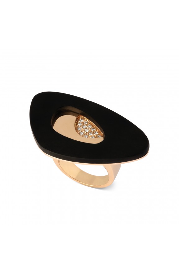 Matte onyx and diamonds ring  - Valadier shop online