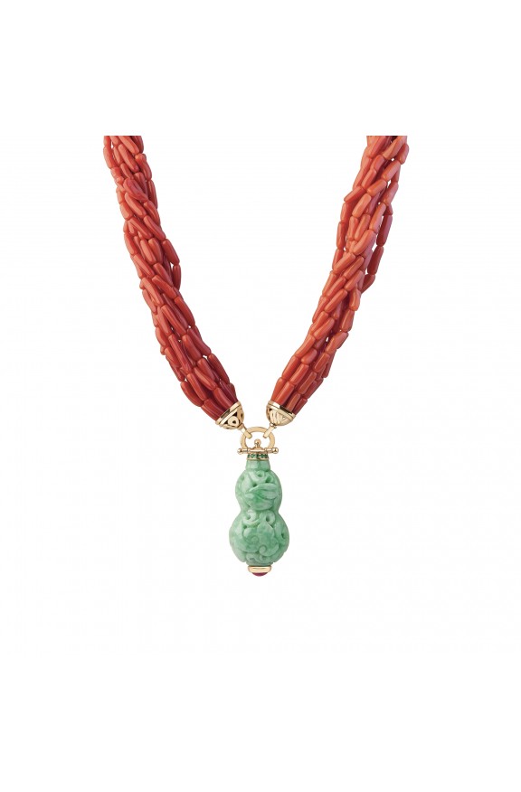 Coral and jade necklace  - Valadier shop online