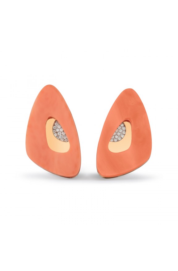Coral and diamonds earrings  - Valadier shop online