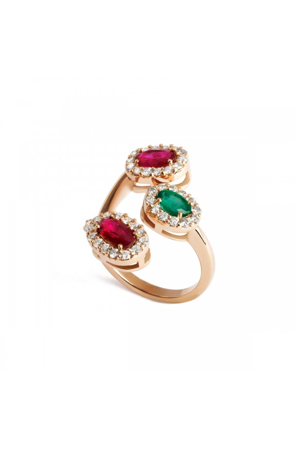 Rubies and emerald ring  - Valadier shop online
