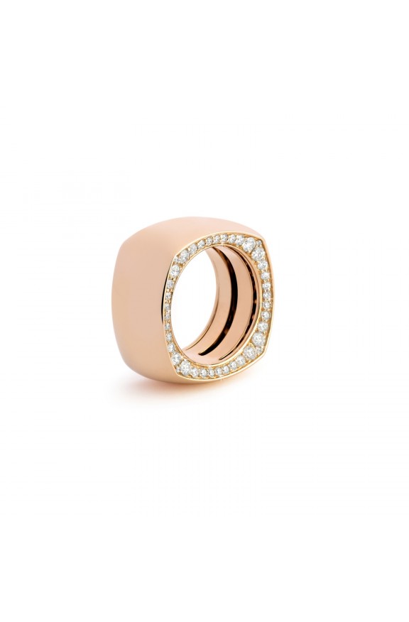 Gold and diamond square ring  - Valadier shop online